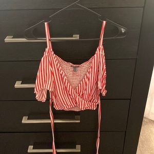Red & white striped top. Ties around stomach. Worn twice